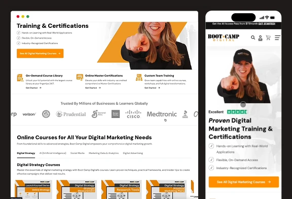Ecommerce web design for Bootcamp Digital course catalog | Pixelchefs